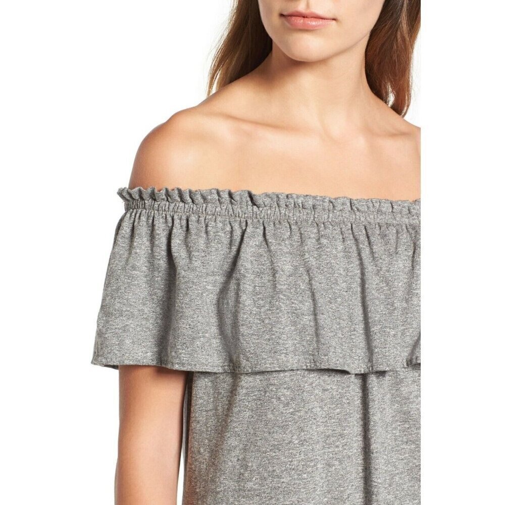 New Current/Elliott Women's The Ruffle Jersey Off-the-Shoulder Dress Size 1 - Picture 5 of 11